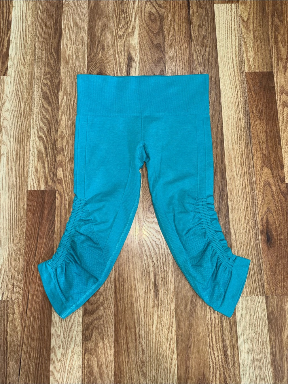 Lululemon In the Flow Crop Leggings Women’s Approx XS Teal Bali Breeze Ruched
